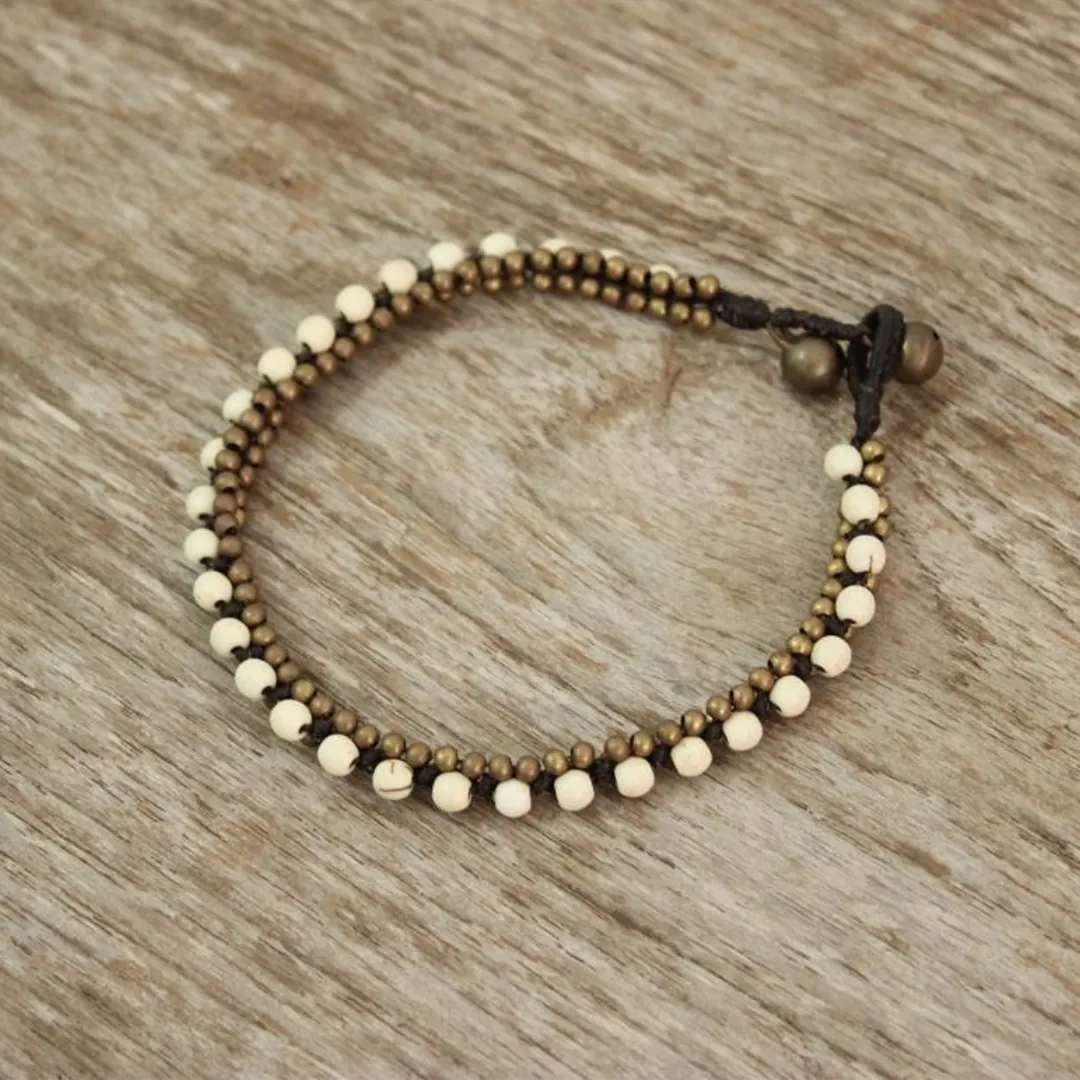 Verano Brass Bead Adjustable Anklet - Thailand