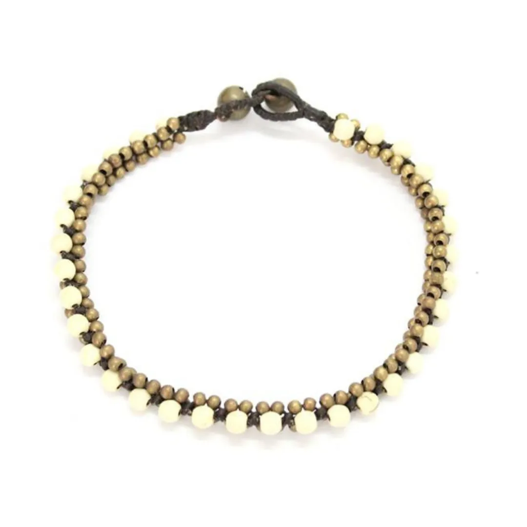 Verano Brass Bead Adjustable Anklet - Thailand