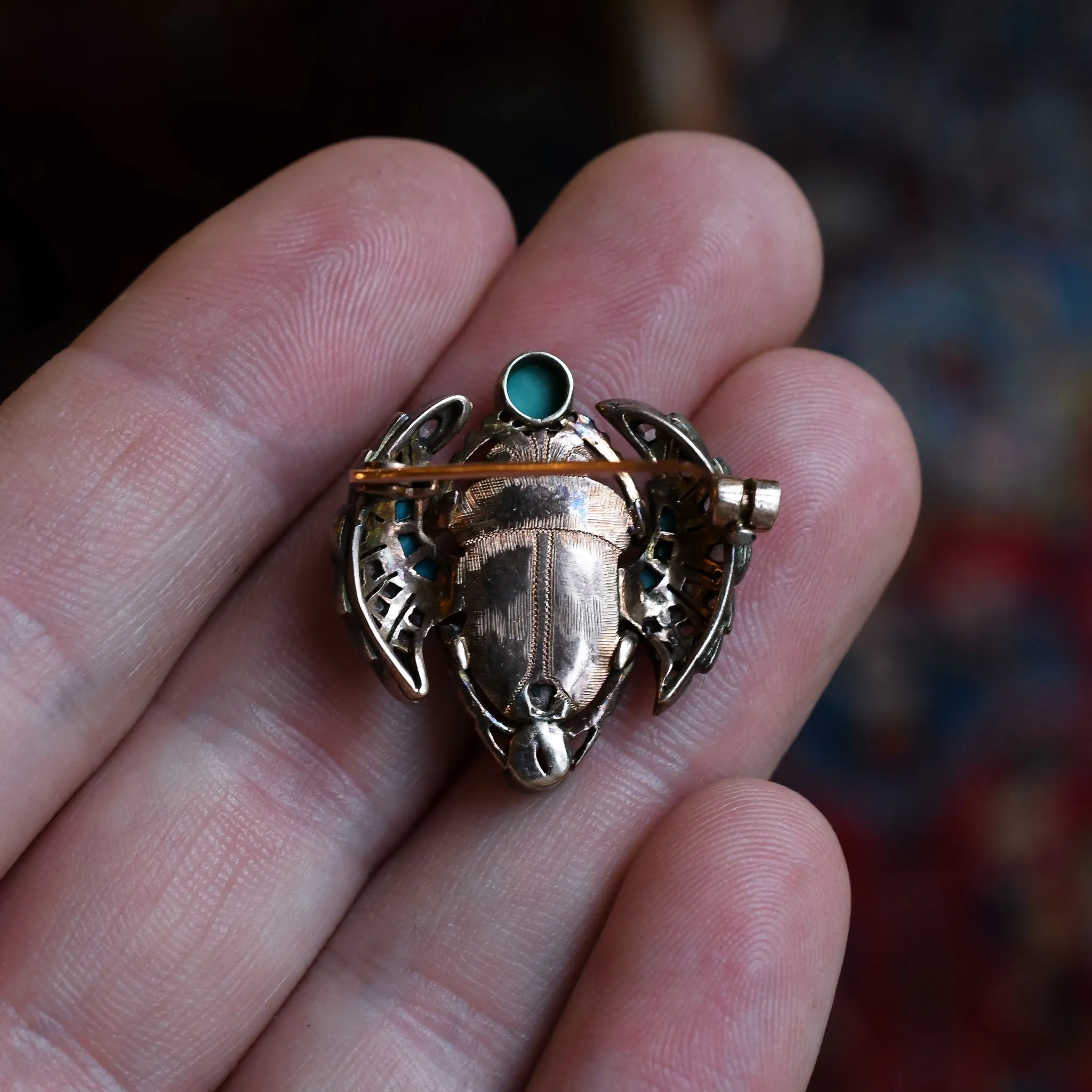 Victorian Egyptian Revival Winged Scarab Brooch