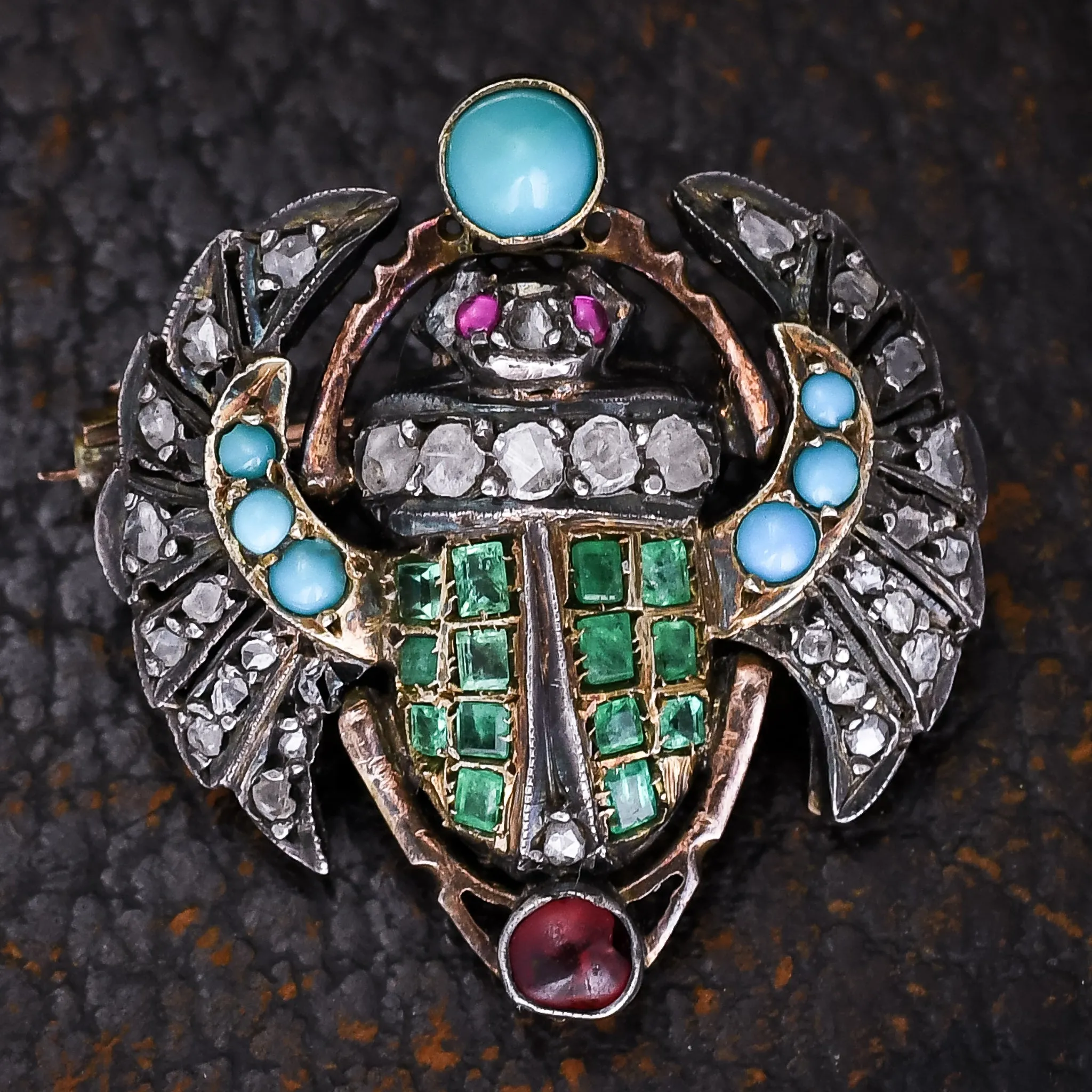 Victorian Egyptian Revival Winged Scarab Brooch