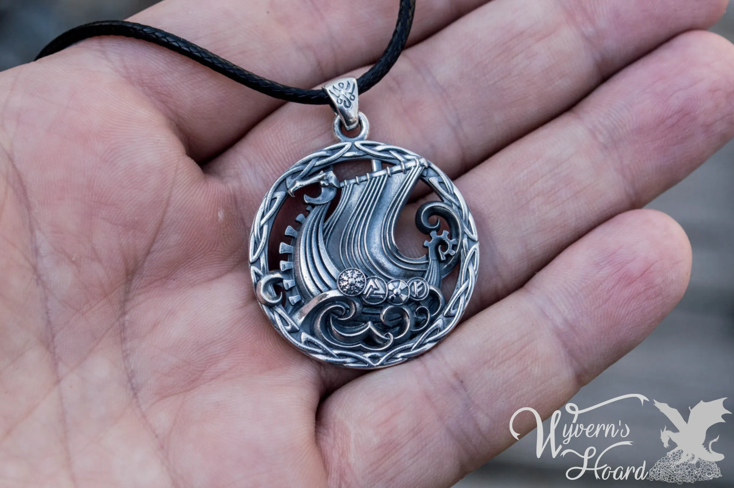 Viking Longship Sterling Silver Necklace