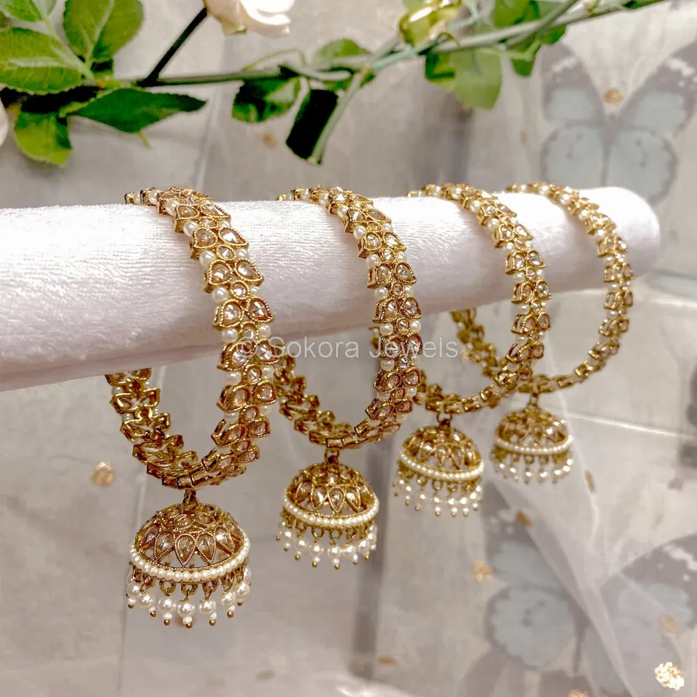 Vine Leaf champagne Jhumka Bangles