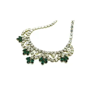 Vintage 1950s Emerald Glass Bib Necklace