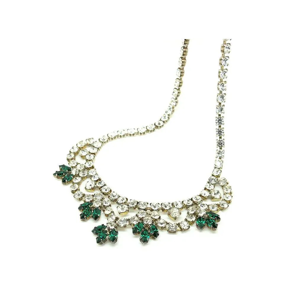 Vintage 1950s Emerald Glass Bib Necklace