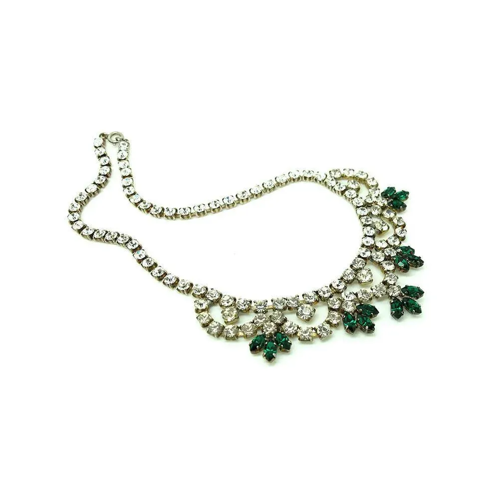 Vintage 1950s Emerald Glass Bib Necklace