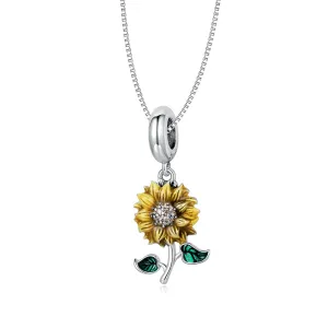 Vintage 925 Sterling Silver Sunflower Pendant Necklace for Women Valentine Gift Fine Jewelry