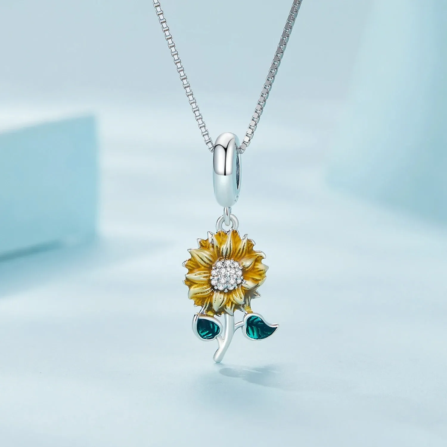 Vintage 925 Sterling Silver Sunflower Pendant Necklace for Women Valentine Gift Fine Jewelry