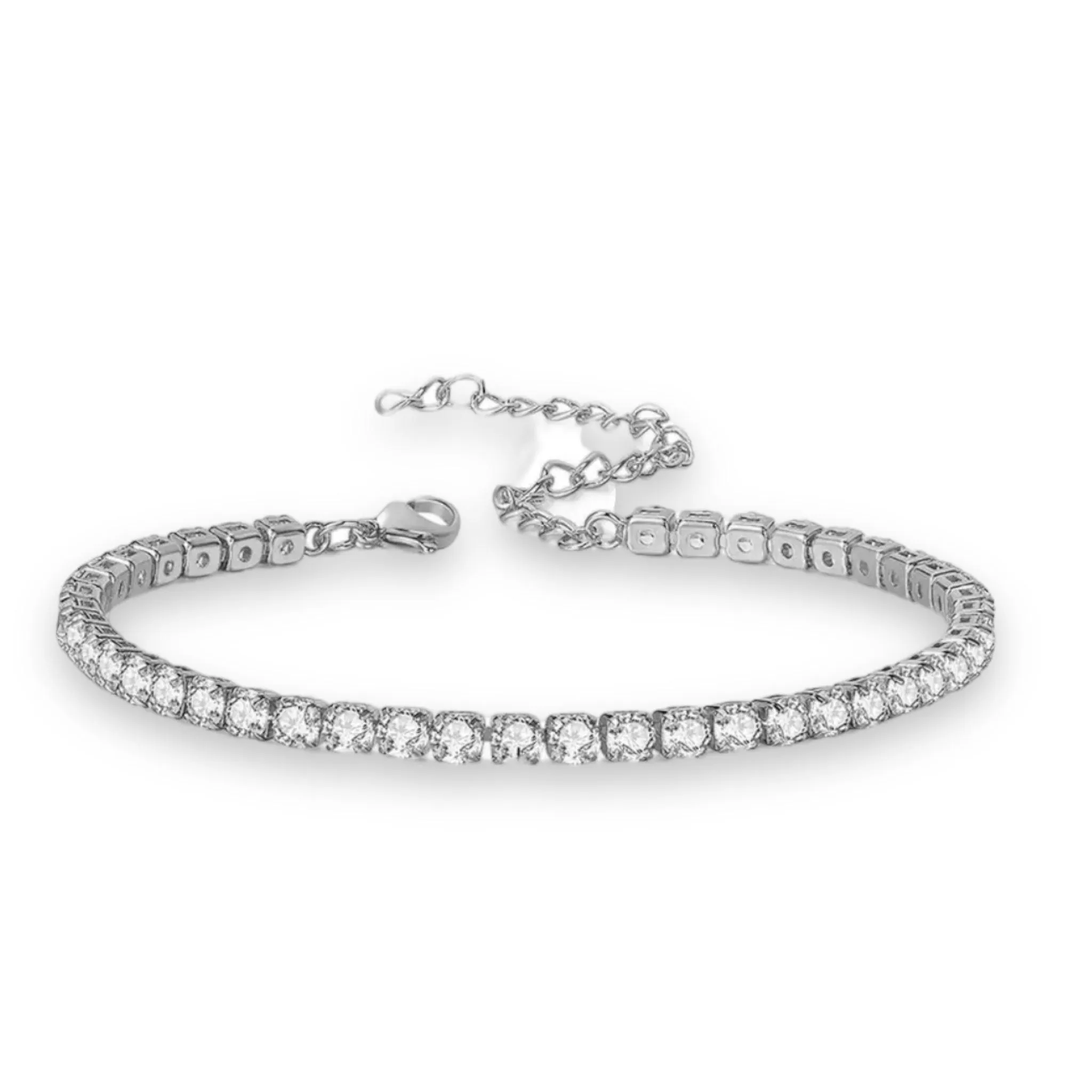 White Crystal Tennis Anklets