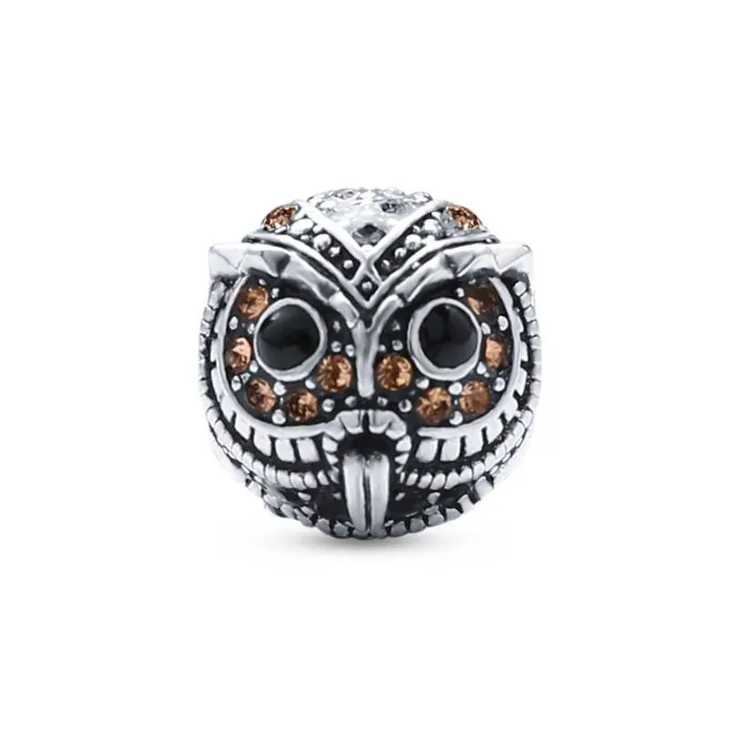 Wisdom Owl Rhinestone Bead Charm