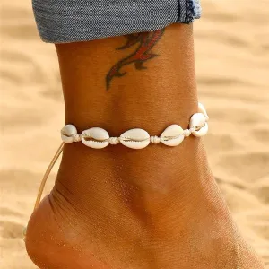 Women Boho Shell Anklets Handmade Shell Foot Jewelry Summer Beach Barefoot Bracelet