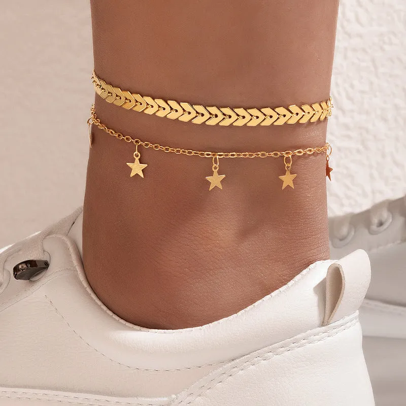 Women's Boho Beaded Double Layer Anklet