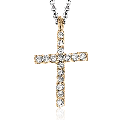 ZP862 Cross Pendant in 14k Gold with Diamonds