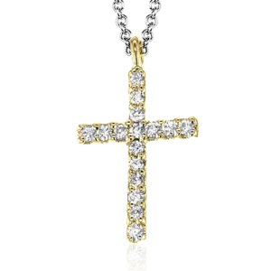 ZP862 Cross Pendant in 14k Gold with Diamonds